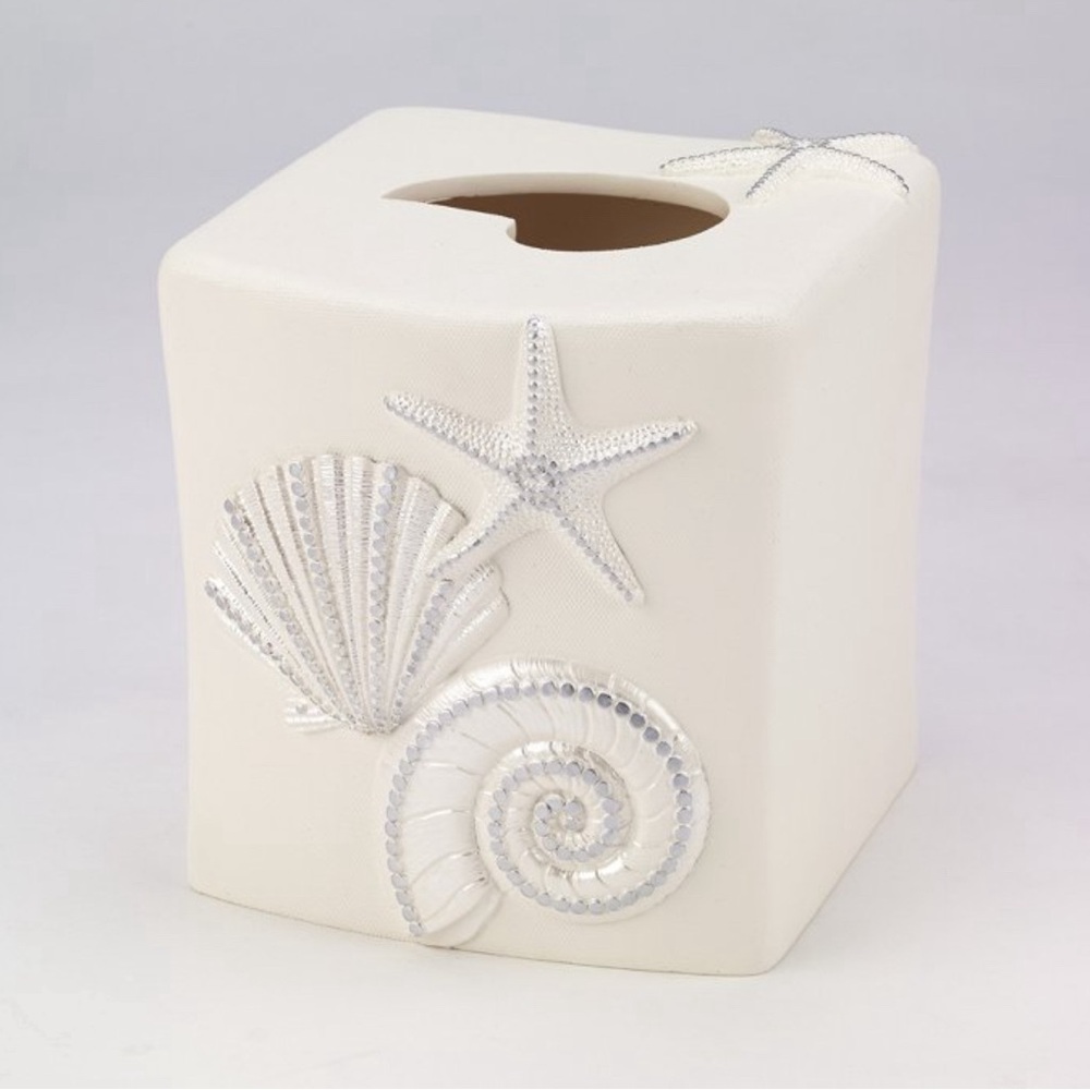 Avanti Linens Sequin Shells Tissue Cover - Ivory Beige